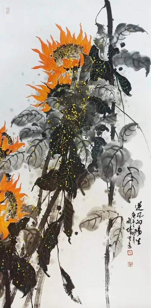 醉美向日葵孙胤博国画向日葵系列欣赏