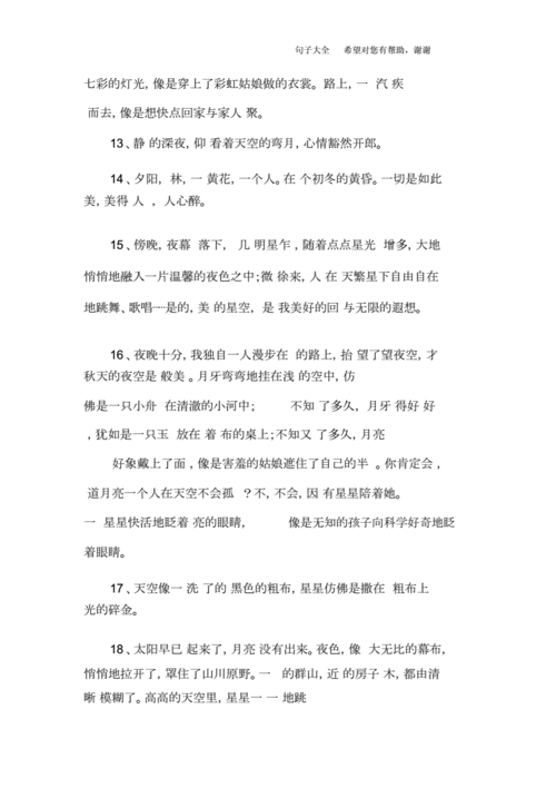 描写夜晚的唯美句子.docx 16页