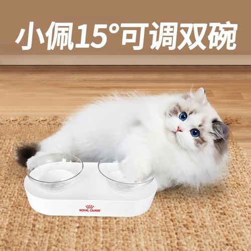 小佩猫碗可调节斜口宠物碗猫咪双碗不锈钢猫食盆耐磨猫盆护颈防溅