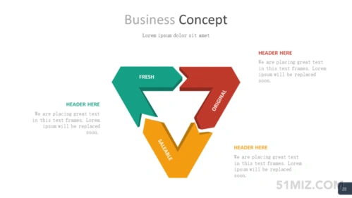 彩色16:9宽屏三角形ppt并列关系图模板