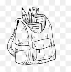 儿童简笔画书包文具