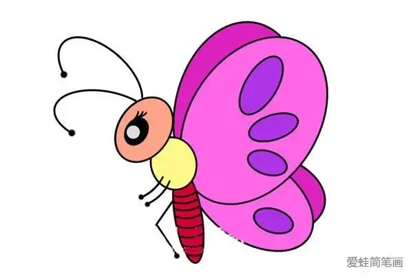 简笔画大全 动物简笔画 昆虫简笔画长着一对大翅膀的蝴蝶,看起来超
