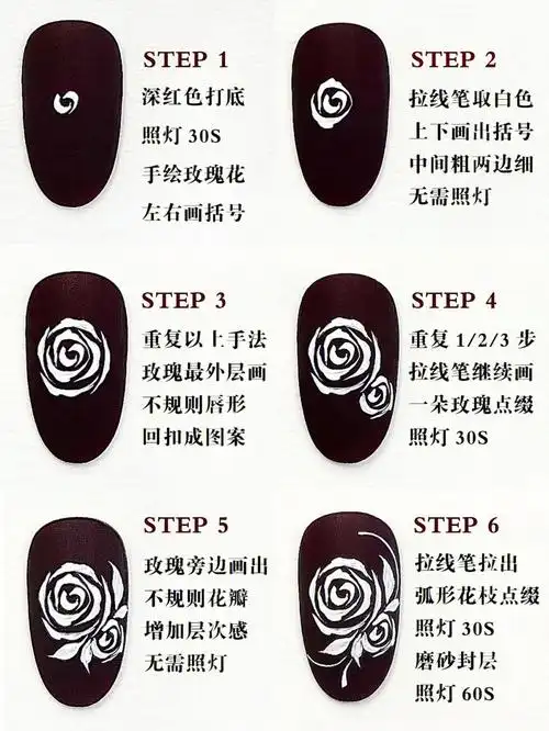 新手小白学美甲立体玫瑰基础控线教程