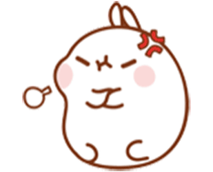 卡通 动物 贴纸 生气 兔子