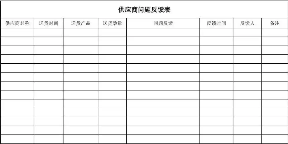 《供应商问题反馈表》