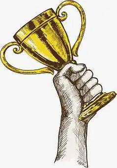 手绘风手拿冠军奖杯