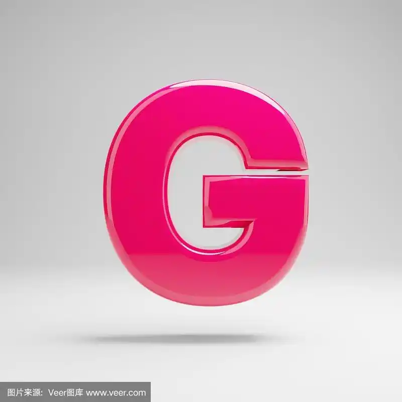 亮粉色大写字母g孤立在白色背景上.