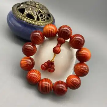 印尼血龙木手串20顺纹满血丝文玩木质工艺品佛珠收藏送礼血龙木偏红