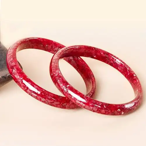 朱砂晶体透光手镯女款原矿颗粒天然鼠年本命年手镯