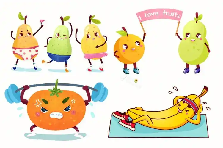 绘画素材可爱萌萌之拟人水果2
