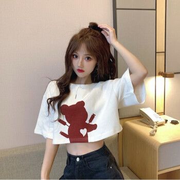 苏衿春露学生露腰女肚子肚脐短袖漏韩版恤初中女生高中生上衣短款定制