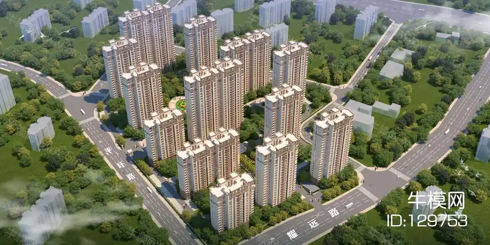 现代小区鸟瞰,城市鸟瞰,住宅鸟瞰3d模型下载