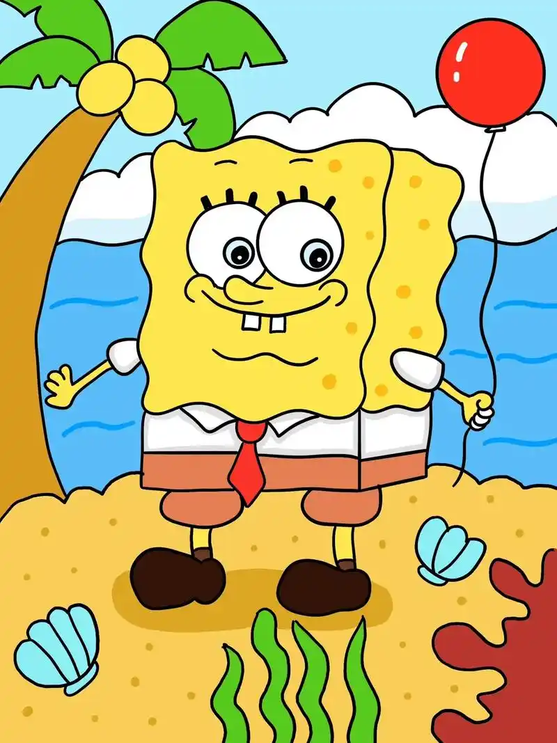 海绵宝宝儿童画.#一学就会的简笔画 #跟着抖音学画画 #原来 - 抖音