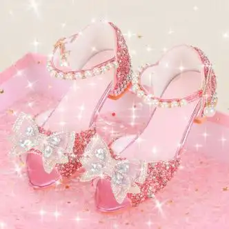 法逻娅女童凉鞋2023新款夏款水晶高跟鞋可爱小女孩夏季女儿童冰雪公主