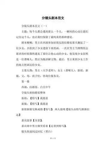 分镜头剧本范文