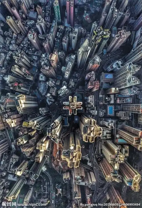 航拍 城市鸟瞰图 城市顶视图图片