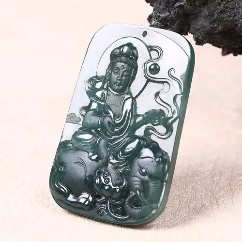 【瑞丽直供】翡翠a货普贤菩萨蓝水挂件40.46g rl0629