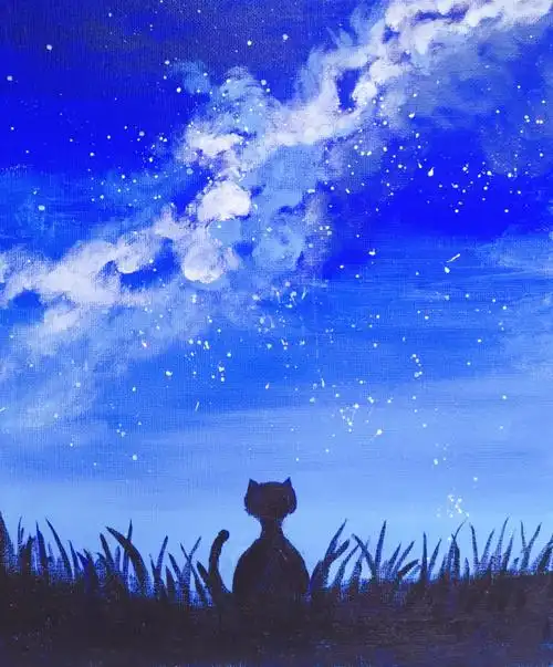 丙烯画夜晚的星空82