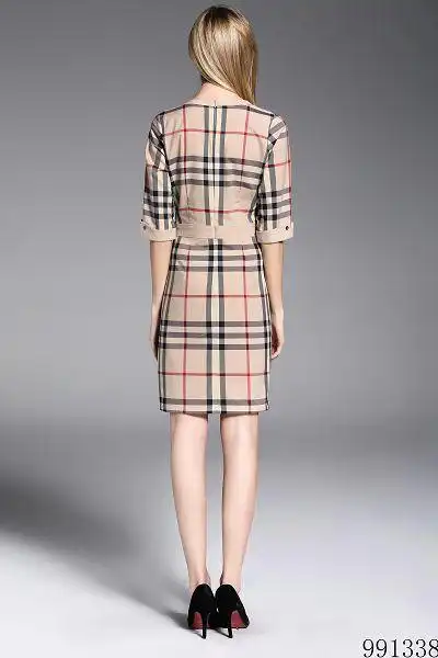 burberry巴宝莉 2017新款 圆领格子修身时尚女士淑女连衣裙 871338款