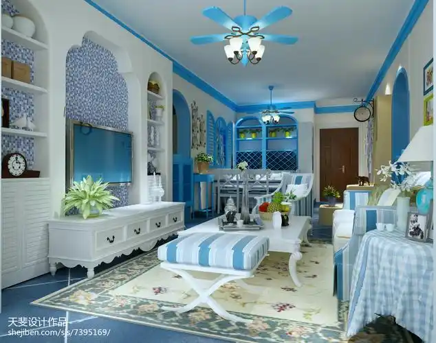 精选面积81平小户型客厅地中海装修欣赏图片