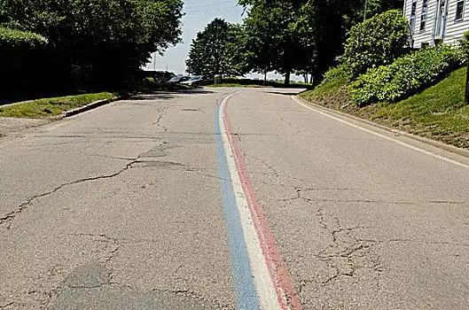 罗德岛,布里斯托尔,爱国,城镇,北美,只有,城市,涂绘,道路,中线,红色