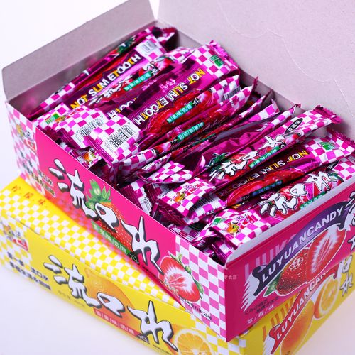 流口水香果味奶糖100支380克酸奶棒糖糖糖果奶传统糖果