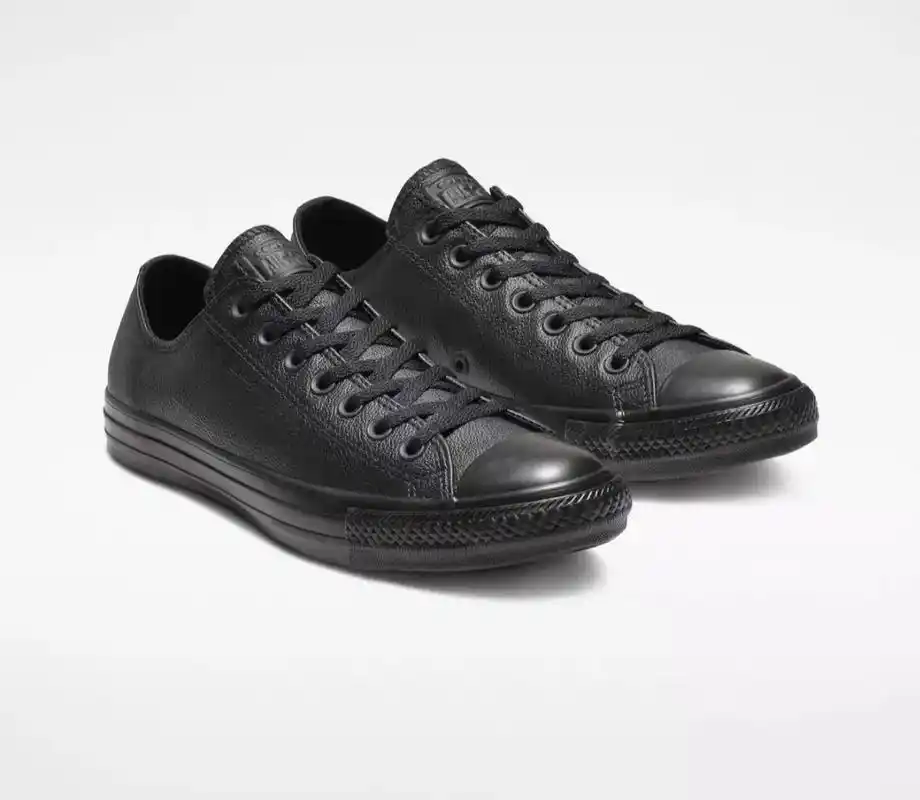 纯黑牛皮匡威低帮板鞋正品全新