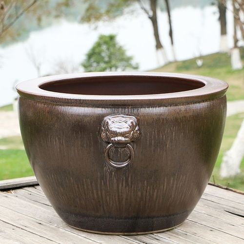 景德镇陶瓷大缸锦鲤金鱼缸仿古特大号荷花缸庭院大水缸招财狮耳缸