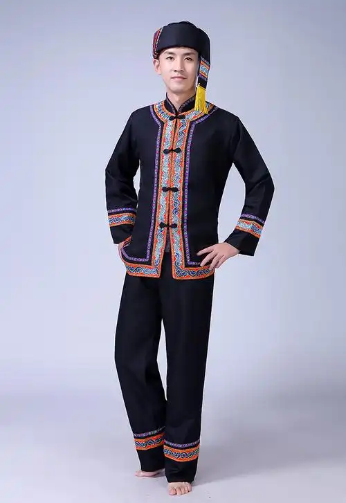 2018新款土家族服装男演出服成人土家族少数民族男士舞蹈表演服装
