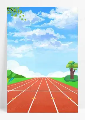 校园田径场操场跑道插画背景