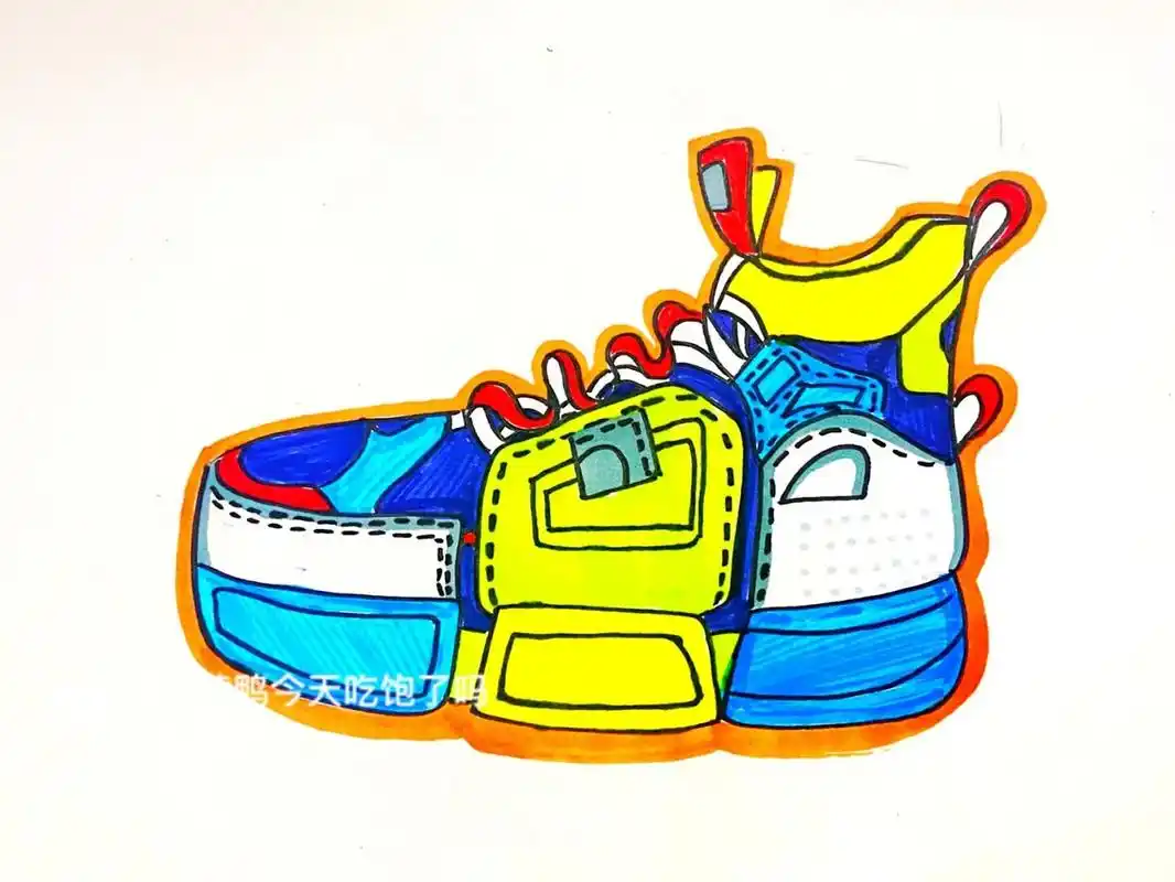 鞋儿童画 #卡通画# #马克笔# #儿童画# #鞋子儿童画# #运动鞋儿童画