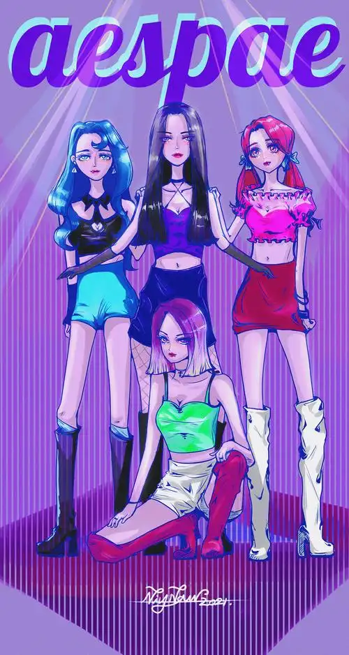 【aespa】辣美风女团插画|动漫|肖像漫画|丸丸因 - 原创作品 - 站酷