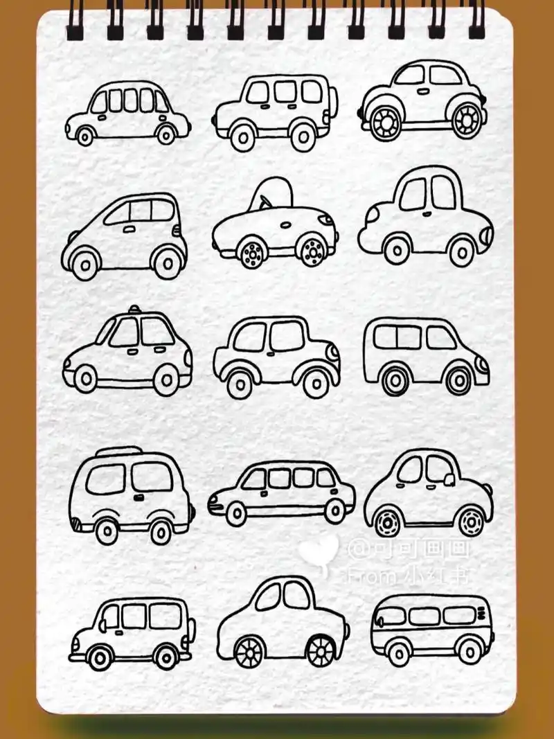 各种小汽车 交通工具简笔画(1)