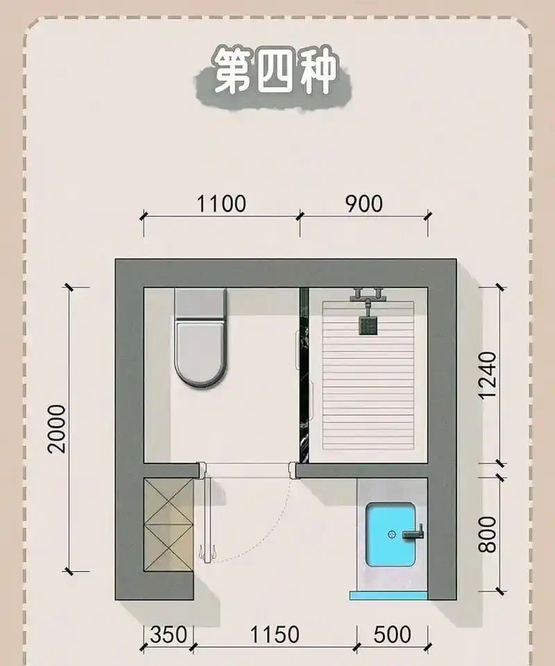 2米×2米,小平米卫生间布局喜欢照抄就行#装修知识 #装修设 - 抖音