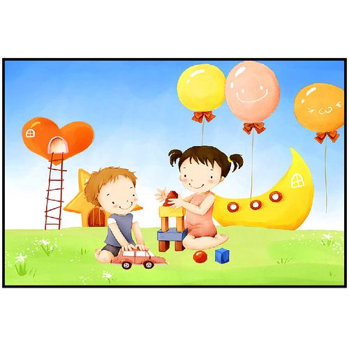 儿童卡通可爱壁画幼儿园早教托管墙面装饰画卧室现代装饰画