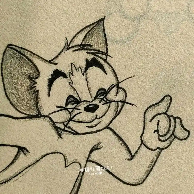 这只汤姆笑得好慈祥#简笔画教程# #猫和老鼠# #汤姆和杰瑞# #简笔画