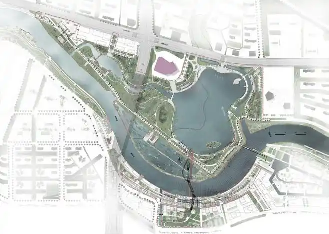 大面积滨水公园湿地公园平面图