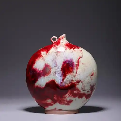 钧瓷神垕花器花瓶摆件单环瑞口瓶杨志钧窑矿自然花瓶