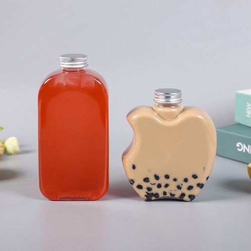 一次性异形pet网红奶茶瓶子350/400ml奶茶气泡水密封杯子