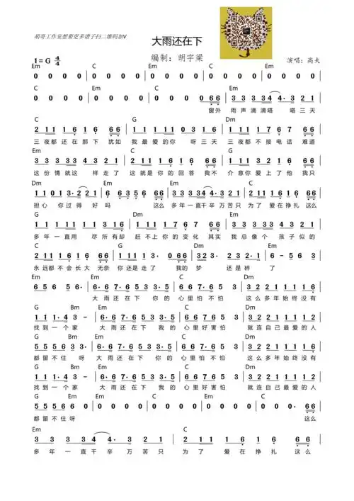 高夫大雨还在下吉他谱吉他谱