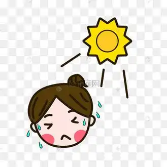 手绘卡通夏季大汗淋漓的女孩