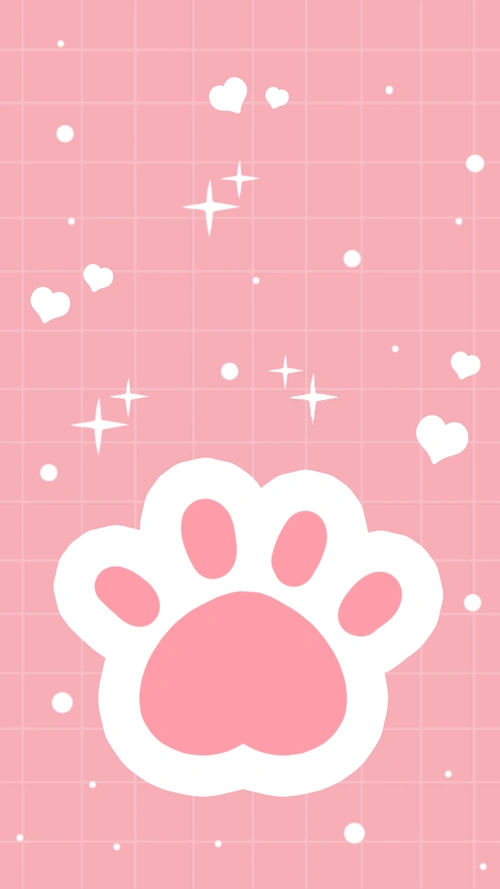 可爱猫抓创意粉色简约手机壁纸
