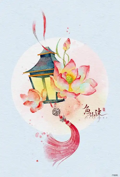 古风水彩插画 动漫古风水彩画