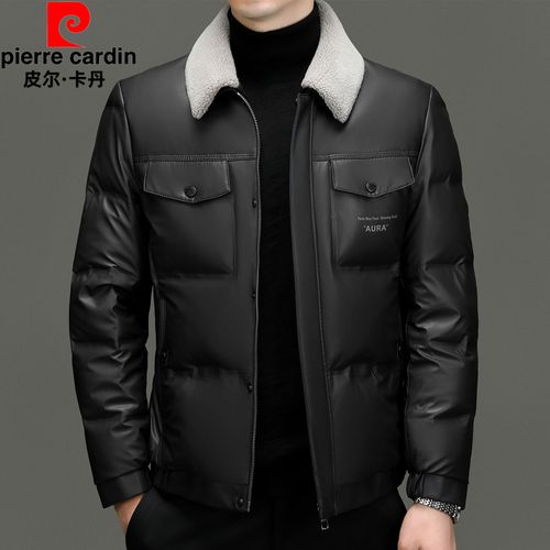 皮尔卡丹正品冬季轻薄羽绒服男外套高档白鸭绒爸爸冬装加厚款男装