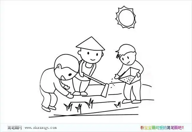 五一劳动节农民伯伯简笔画