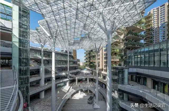 树冠式的动感天幕贯穿于商业规划核心的上空,精心设计的空间感受,为