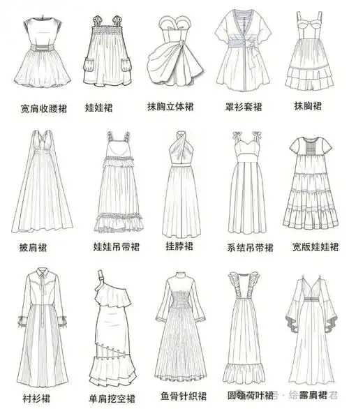 干货!136款连衣裙绘画线稿参考