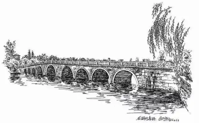 "石湖串月"是苏州石湖著名景观,是与平湖秋月,卢沟晓月,三潭印月相