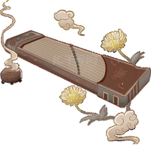 插画pngpsd弹古筝小女孩pngpsd弹古筝的古风少女psd人物素材pngpsd