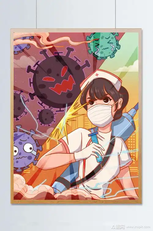 热血漫画风抗疫新冠病毒防控疫情医生插画素材